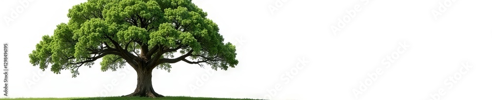 Fototapeta premium Majestic oak tree, isolated on pure white background , foliage, texture
