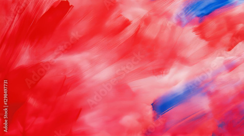 Vibrant red ink blot with blue halo abstract background for creative designs