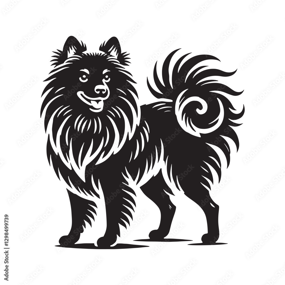 Fototapeta premium Finnish Spitz Silhouette - Finnish Spitz Vector - Minimalist Finnish Spitz Dog Illustration.