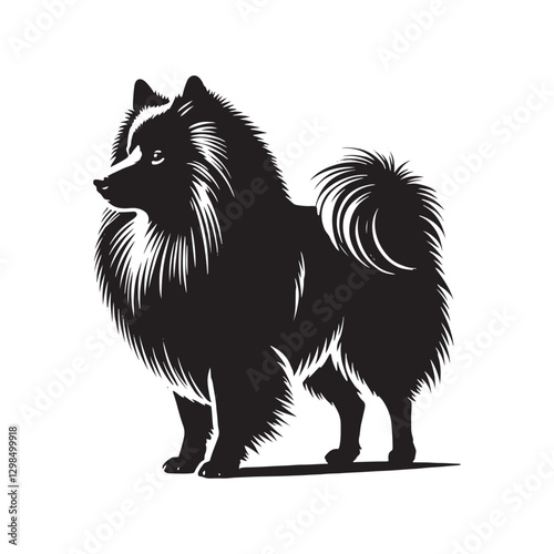 Finnish Spitz Silhouette - Finnish Spitz Vector - Minimalist Finnish Spitz Dog Illustration.