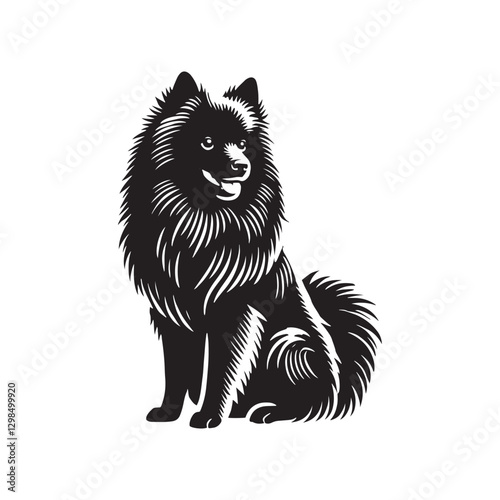Finnish Spitz Silhouette - Finnish Spitz Vector - Minimalist Finnish Spitz Dog Illustration.