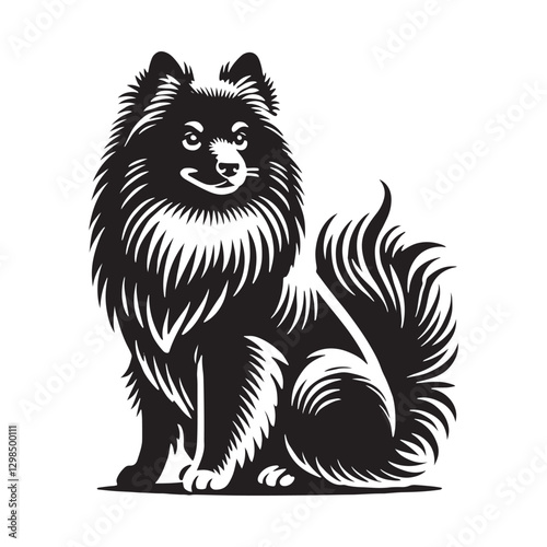 Finnish Spitz Silhouette - Finnish Spitz Vector - Minimalist Finnish Spitz Dog Illustration.