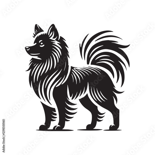 Finnish Spitz Silhouette - Finnish Spitz Vector - Minimalist Finnish Spitz Dog Illustration.