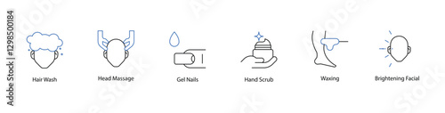 Hair and Skin Care Icons, Facials, Massage, and Nail Treatments