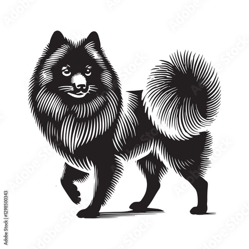 Finnish Spitz Silhouette - Finnish Spitz Vector - Minimalist Finnish Spitz Dog Illustration.