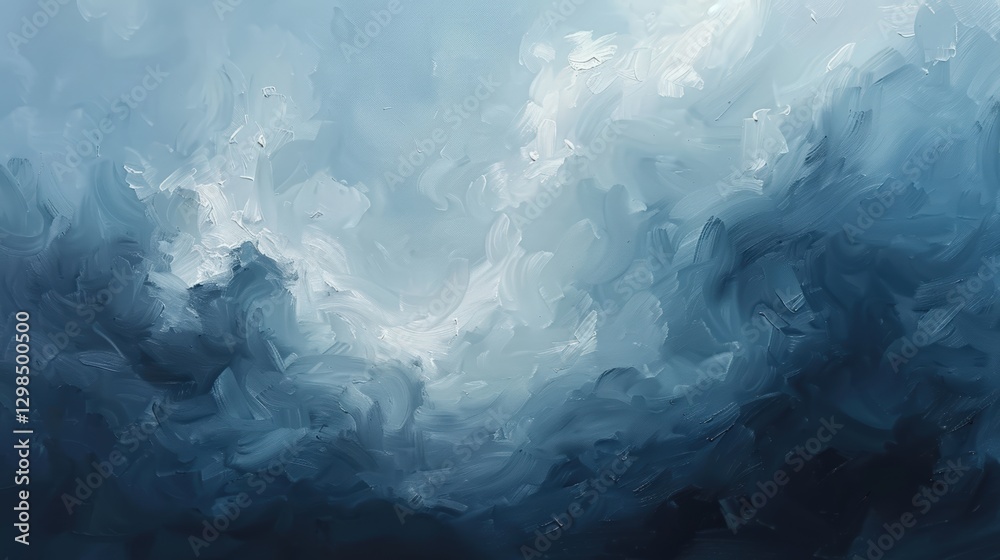 Obraz premium Abstract painting, cloudy sky, ethereal, digital art, deep blues, grays