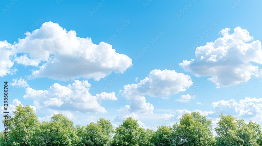 Sunny sky above green trees; summer landscape; nature background; website banner Sunny sky above green trees; summer landscape; nature background; website banner