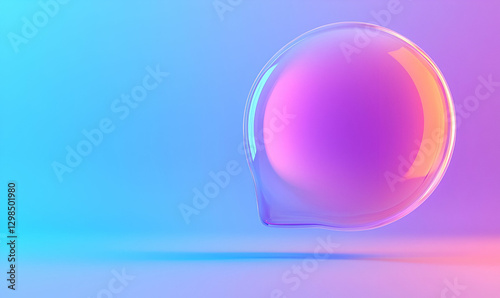 Colorful Abstract Speech Bubble with Gradient Background and Reflection