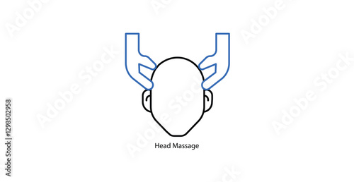 Soothing Head Massage Icons, Stress Relief and Relaxation Therapy