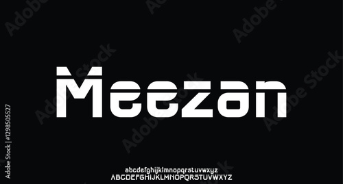 Abstract minimal modern alphabet fonts. Typography technology electronic digital music future creative font.
