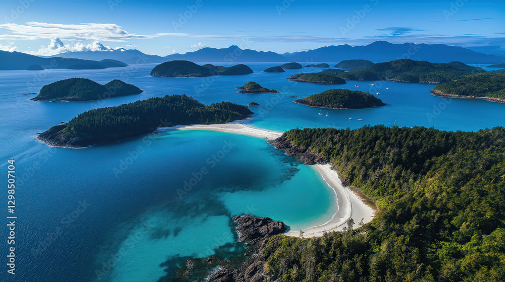 Blue Water and White Sandy Beaches, Scenic View Blue Water and White Sandy Beaches, Scenic View