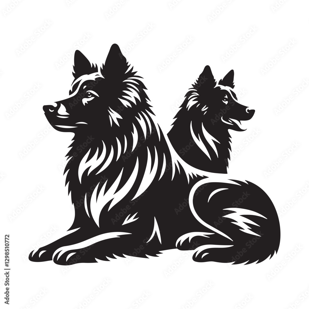 Naklejka premium Formosan Mountain Dog Vector - Minimalist Formosan Mountain Dog Silhouette - Formosan Mountain Dog Illustration.