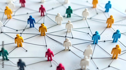 Networking connections among diverse people office space graphic design collaborative environment top-down view community building