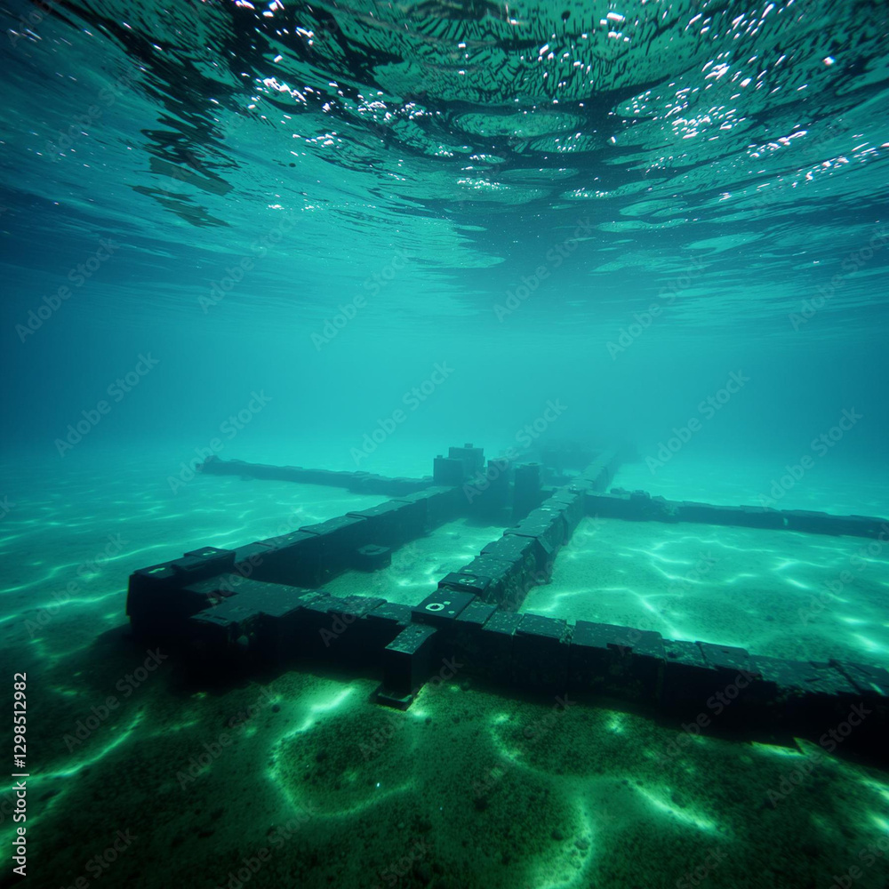 Obraz premium Submerged Ancient Structure in Crystal Clear Waters