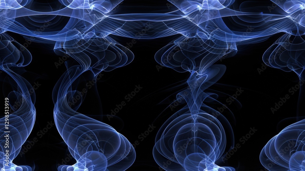 Obraz premium Chaotic Wireframe Pattern of Blue Lines Intersecting Against a Black Background Depicts an Abstract Network Design