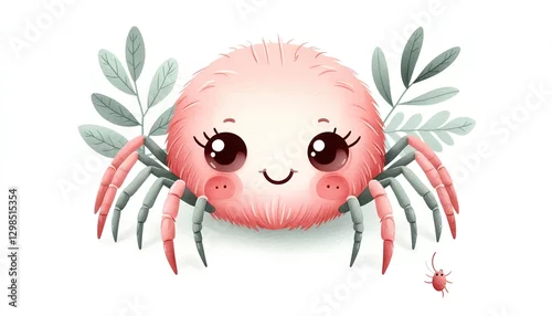 Fototapeta Minimalist watercolor illustration of Cute cartoon spider