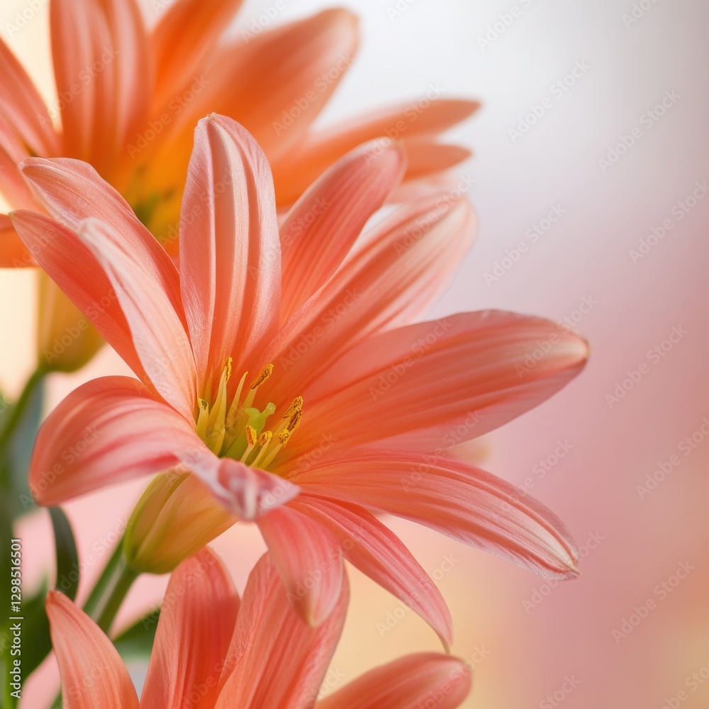 Fototapeta premium close up of orange lilies with soft background
