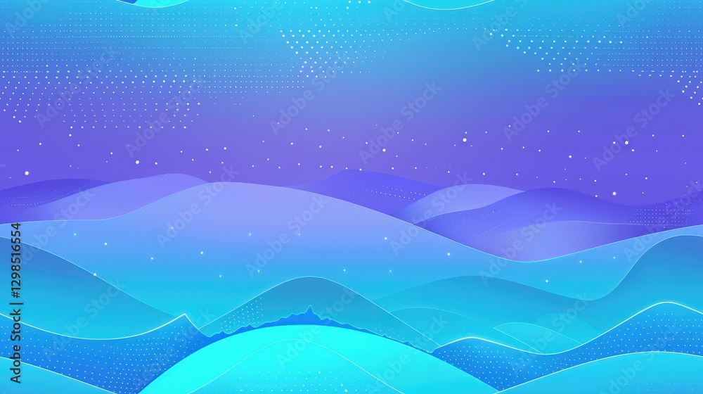 Fototapeta premium Flowing Dots Create a Wave Pattern With a Halftone Gradient on a White Background for Modern Tech and Music Design