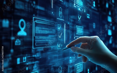 Interactive digital interface, hand interacting