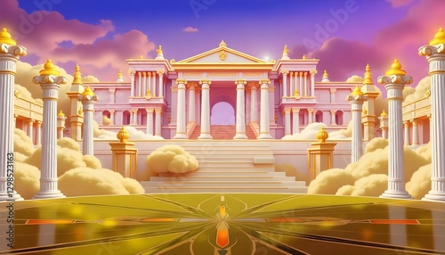 Background for Gates of Olympus palace with beautiful sky