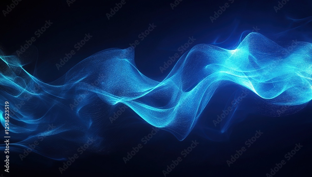 Abstract Blue Particle Wave Flowing in Dark Background Abstract Blue Particle Wave Flowing in Dark Background