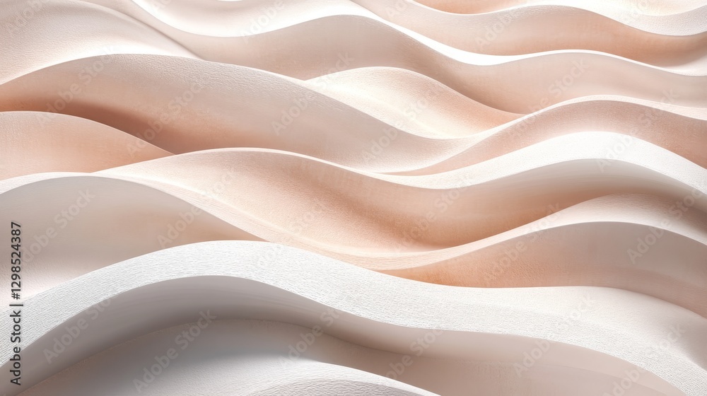 Obraz premium Abstract Background,3D Gentle Light Peach Waves, Minimalist Elegant Design, Perfect for Text