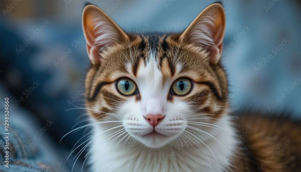 Brown White Tabby Cat Closeup Brown White Tabby Cat Closeup