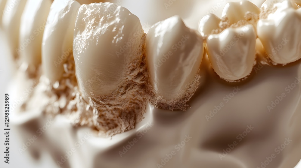 Close up of teeth showing signs of dental decay or staining Close up of teeth showing signs of dental decay or staining