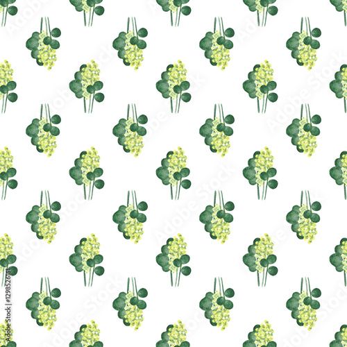 Obraz na płótnie Seamless pattern of watercolor green plants. Botanical watercolor background. w salonie