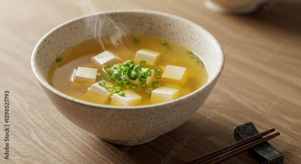 Bowl of Miso Soup with Scallions & Tofu Bowl of Miso Soup with Scallions & Tofu