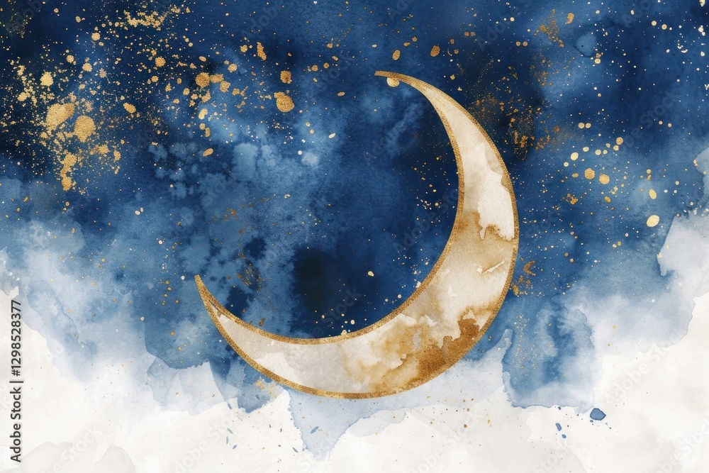 custom made wallpaper toronto digitalWatercolor background moon of Eid Mubarak backgrounds astronomy outdoors.