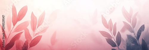 Abstract Floral Art Banner Design With Delicate Pink and Grey Toned Leaves Background, Illustration