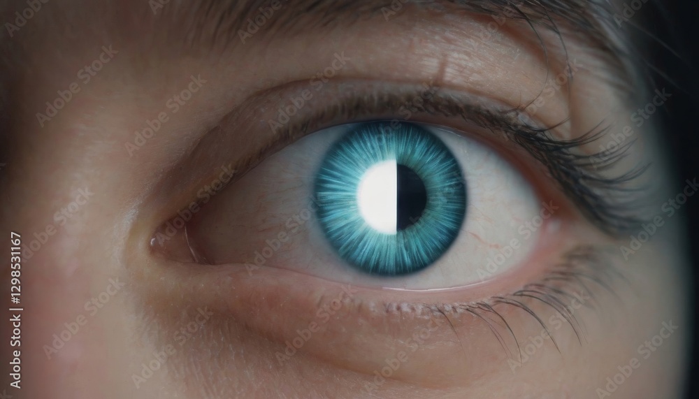 Fototapeta premium Futuristic eyes featuring holographic lines within the iris. 