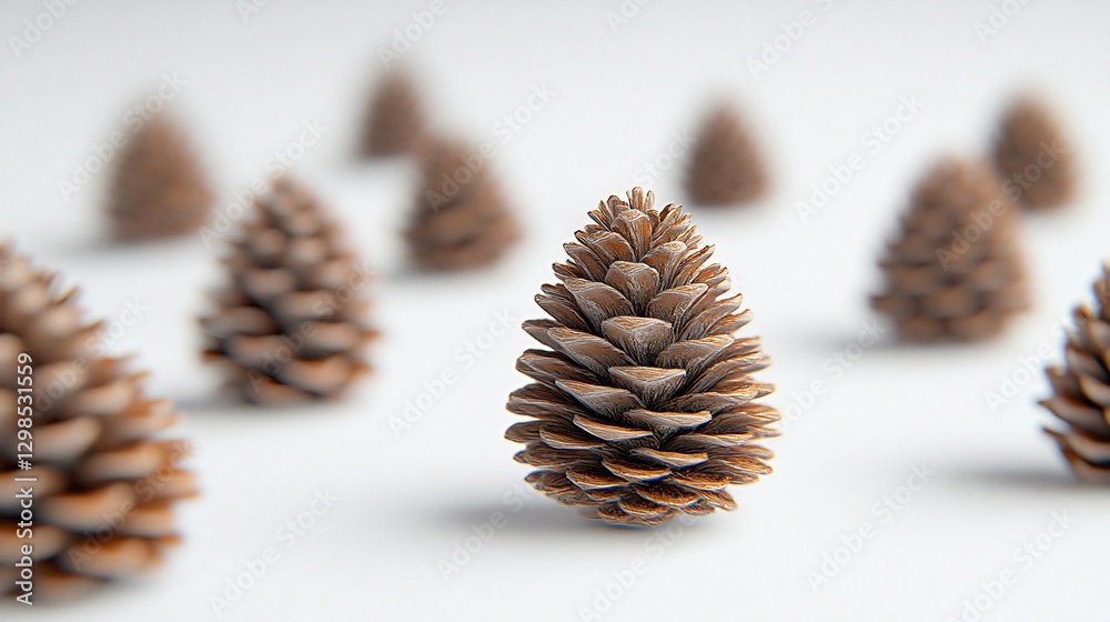 Pine cones on white background, nature, closeup Pine cones on white background, nature, closeup