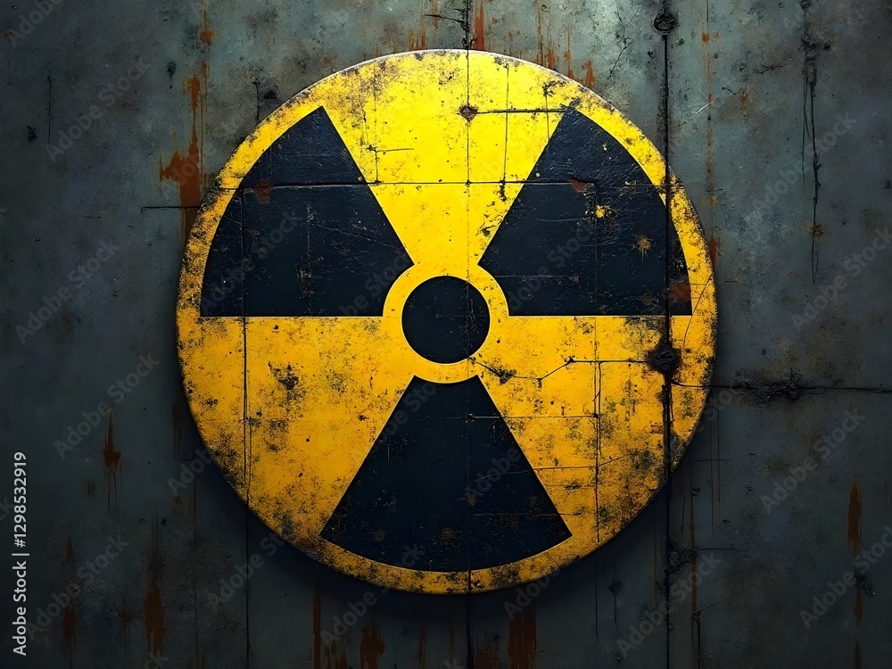 Fototapeta premium radiation warning sign on grunge wall background.