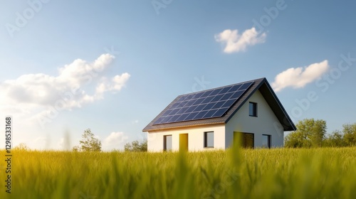 Wallpaper Mural House With Solar Panels in a Field Torontodigital.ca