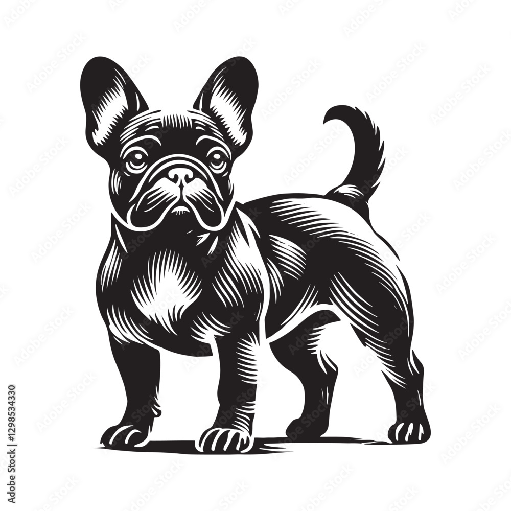 Fototapeta premium Minimalist French Bulldog Silhouette - French Bulldog Vector - French Bulldog Illustration.