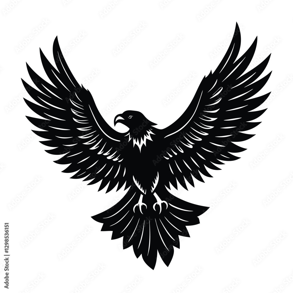 Obraz premium eagle with wings silhouette on white background.