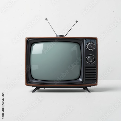 Vintage television with rabbit ears antenna