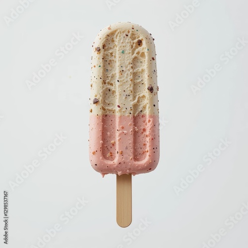 Two-toned ice pop with sprinkles on wooden stick