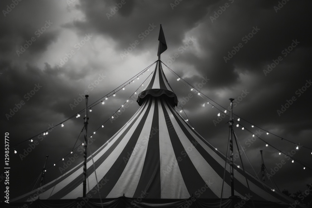 Obraz premium Black and white circus outdoors black architecture.