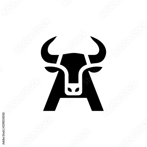 letter A + bull head logo vector illustration