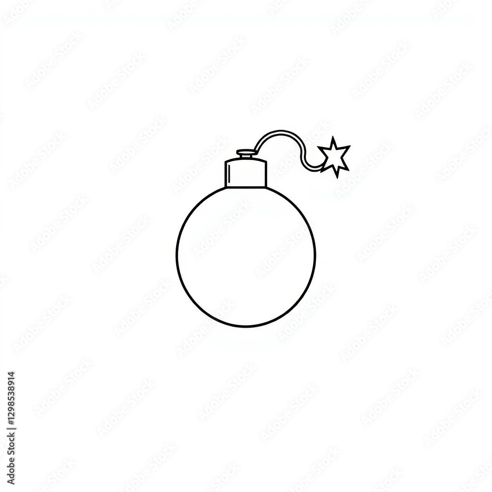 Line art illustration of a lit fuse bomb Line art illustration of a lit fuse bomb