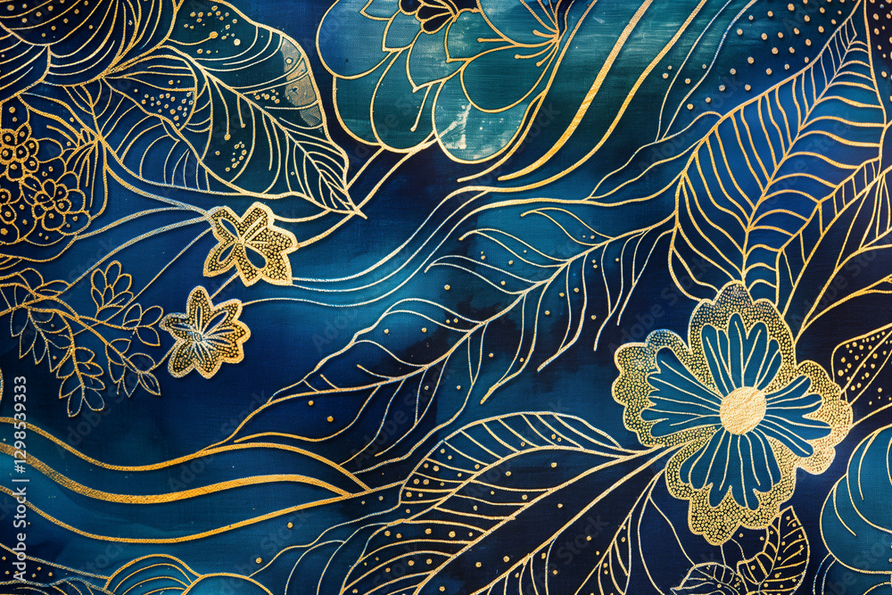 A traditional Malaysian batik pattern, rich with floral and geometric motifs A traditional Malaysian batik pattern, rich with floral and geometric motifs