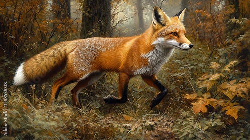 Red fox autumn forest walk nature wildlife