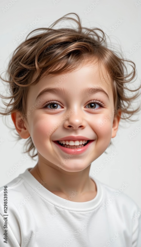 Childs joyful portrait curly hair bright smile Childs joyful portrait curly hair bright smile