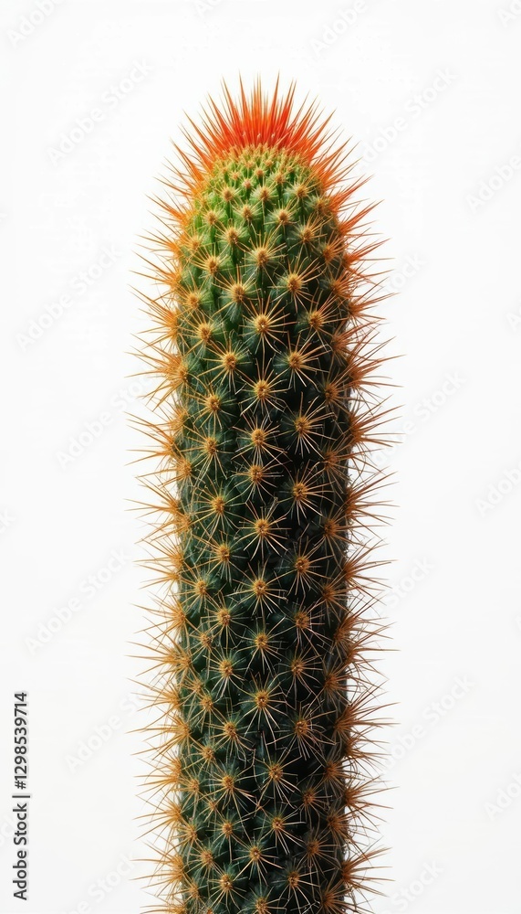 Naklejka premium Columnar Cactus with Orange Spines