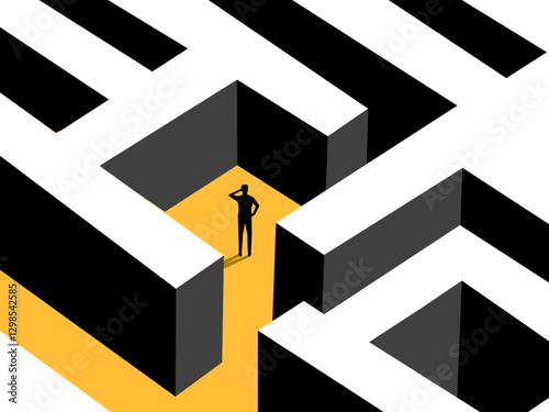 Businessman Lost in a Maze. business concept
