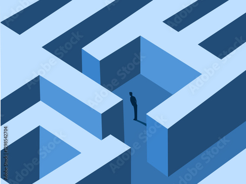 Businessman finds a solution to a maze