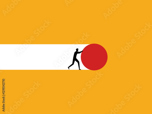 Effort, Businessman pushing a round object